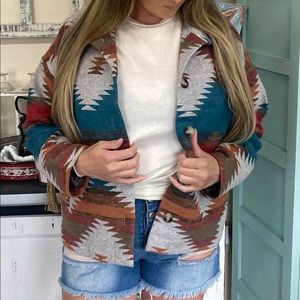 Aztec Print Long Sleeve Jacket